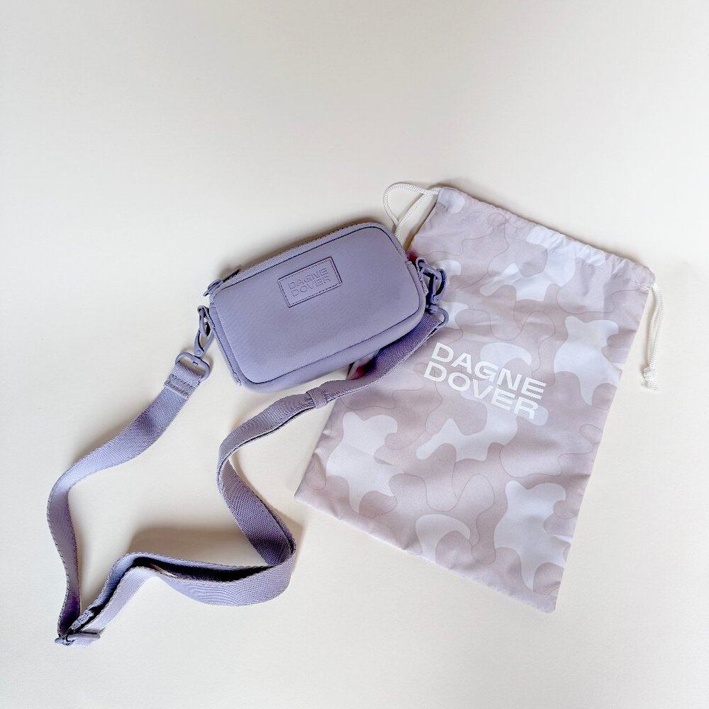 Dagne Dover Mara Neoprene Lilac Phone Sling Crossbody Bag Air Mesh Slip Pocket